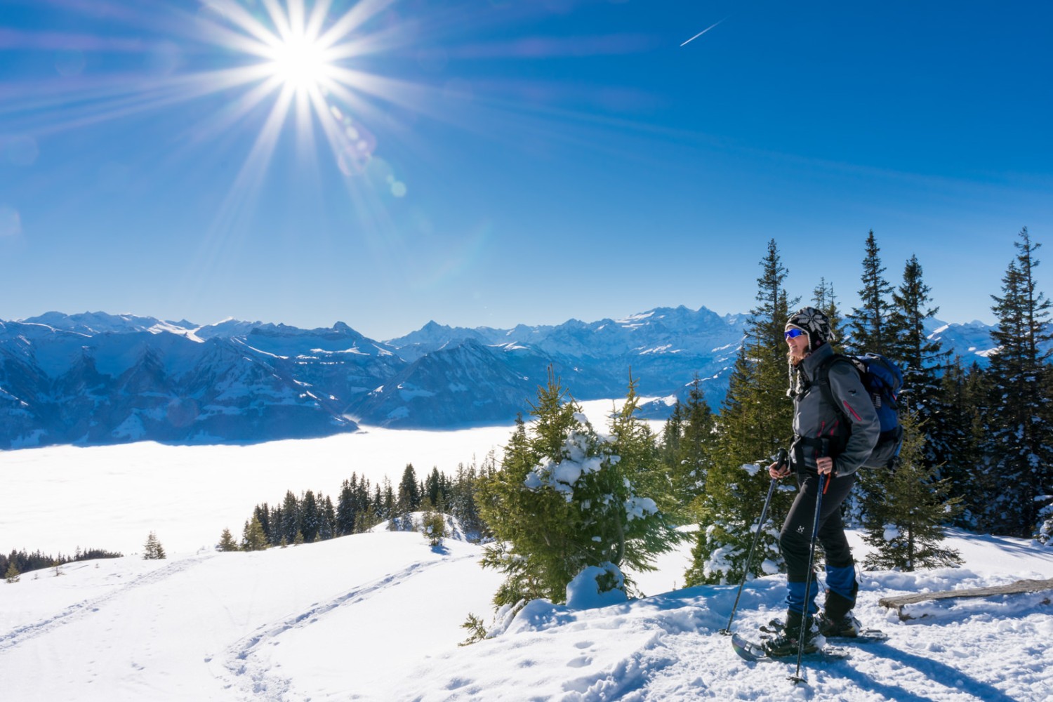 Des montagnes parmi les plus belles de Suisse centrale se montrent ici dans leur plus belle tenue hivernale. Photo: Franz Ulrich