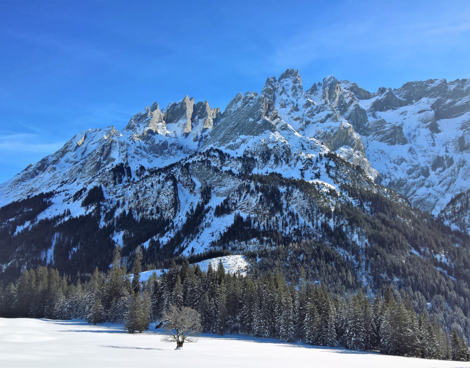 Le massif des Engelhörner semble veiller sur la vallée. Photo: Andreas Staeger