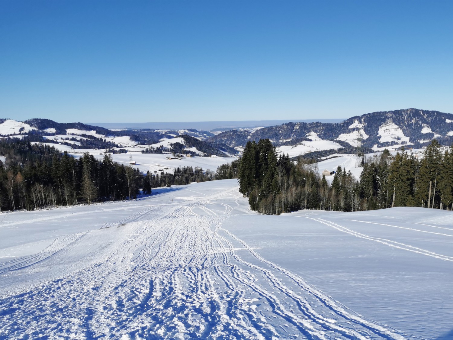 Lors de la descente entre le Skihus Hemberg et le village. Photo: Andreas Staeger