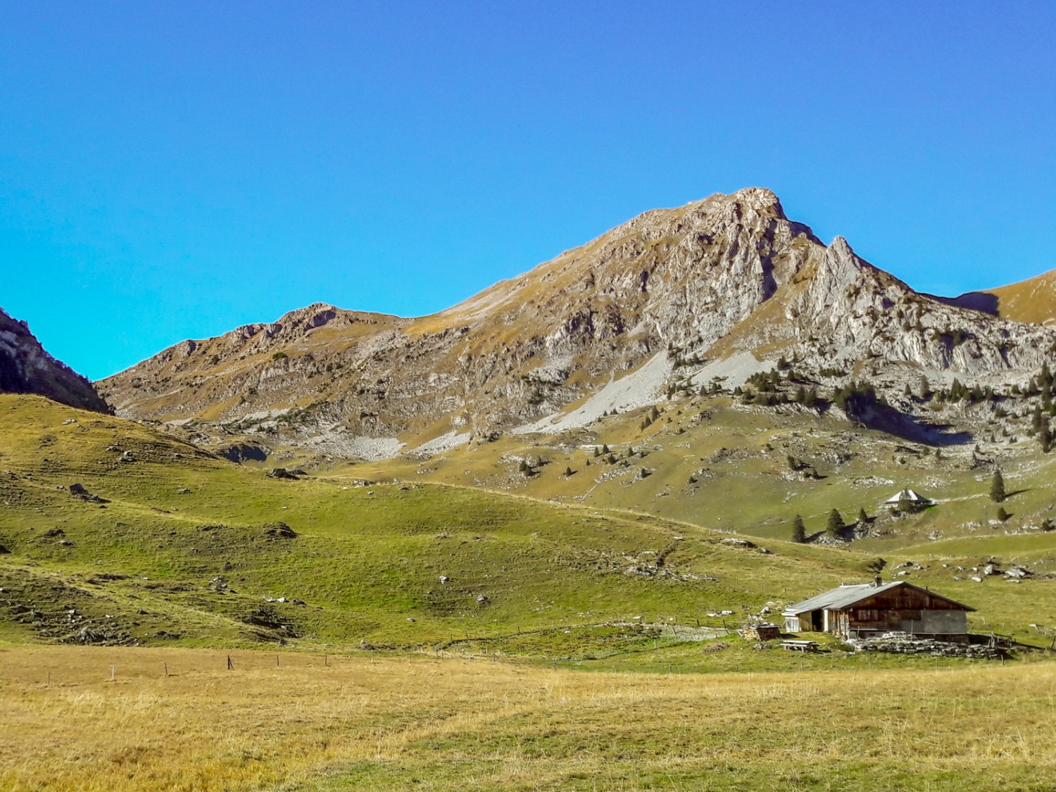 La deuxième grimpette commence près de l’alpage de Vordere Walop. Photo: Patrick Salzmann