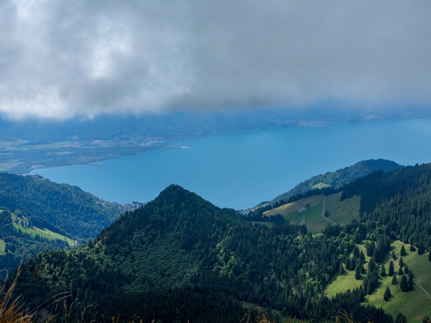 En haut du col, une toute nouvelle vue se dégage: le lac Léman. Photo: Elsbeth Flüeler