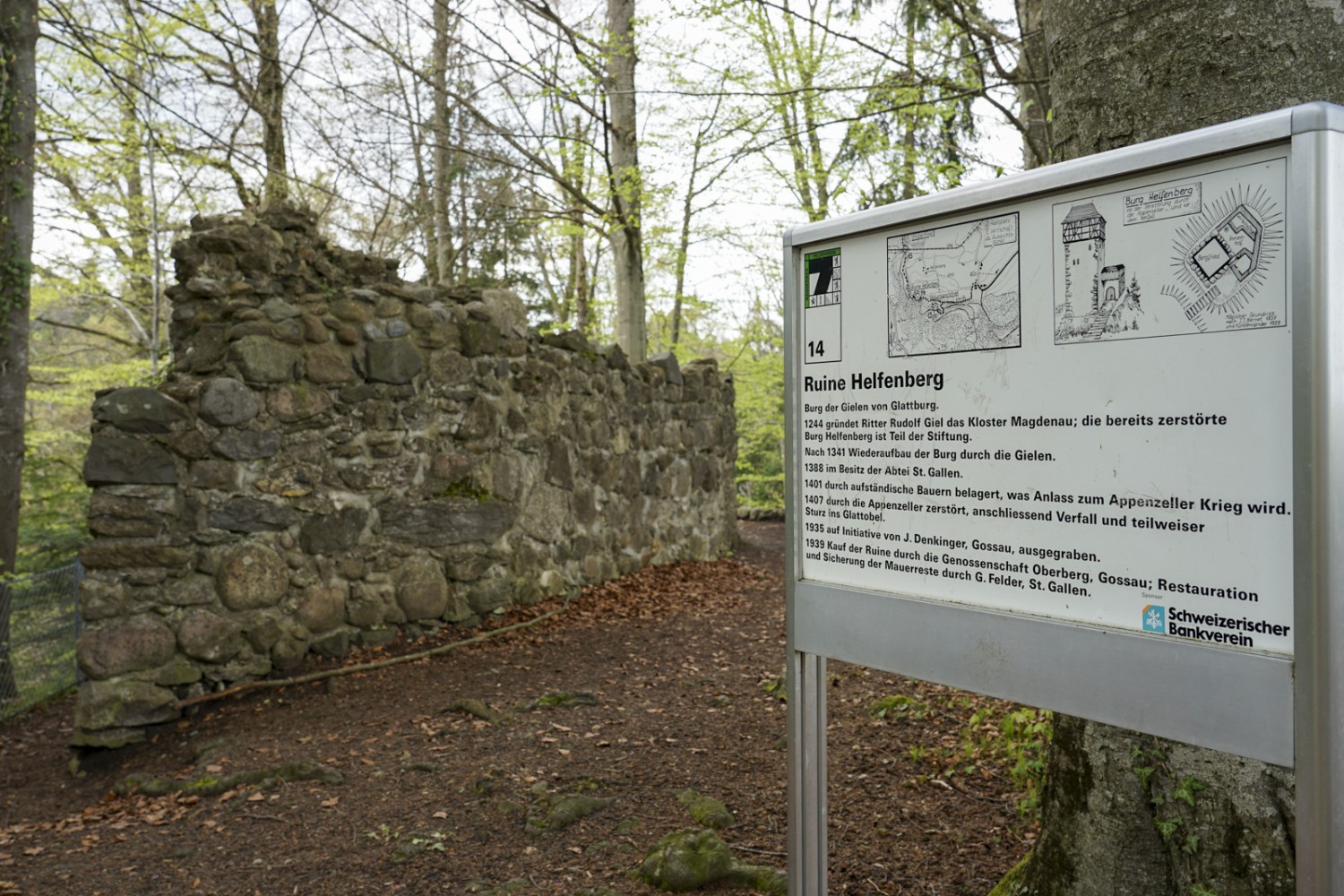 Überreste der mittelalterlichen Burg Helfenberg.