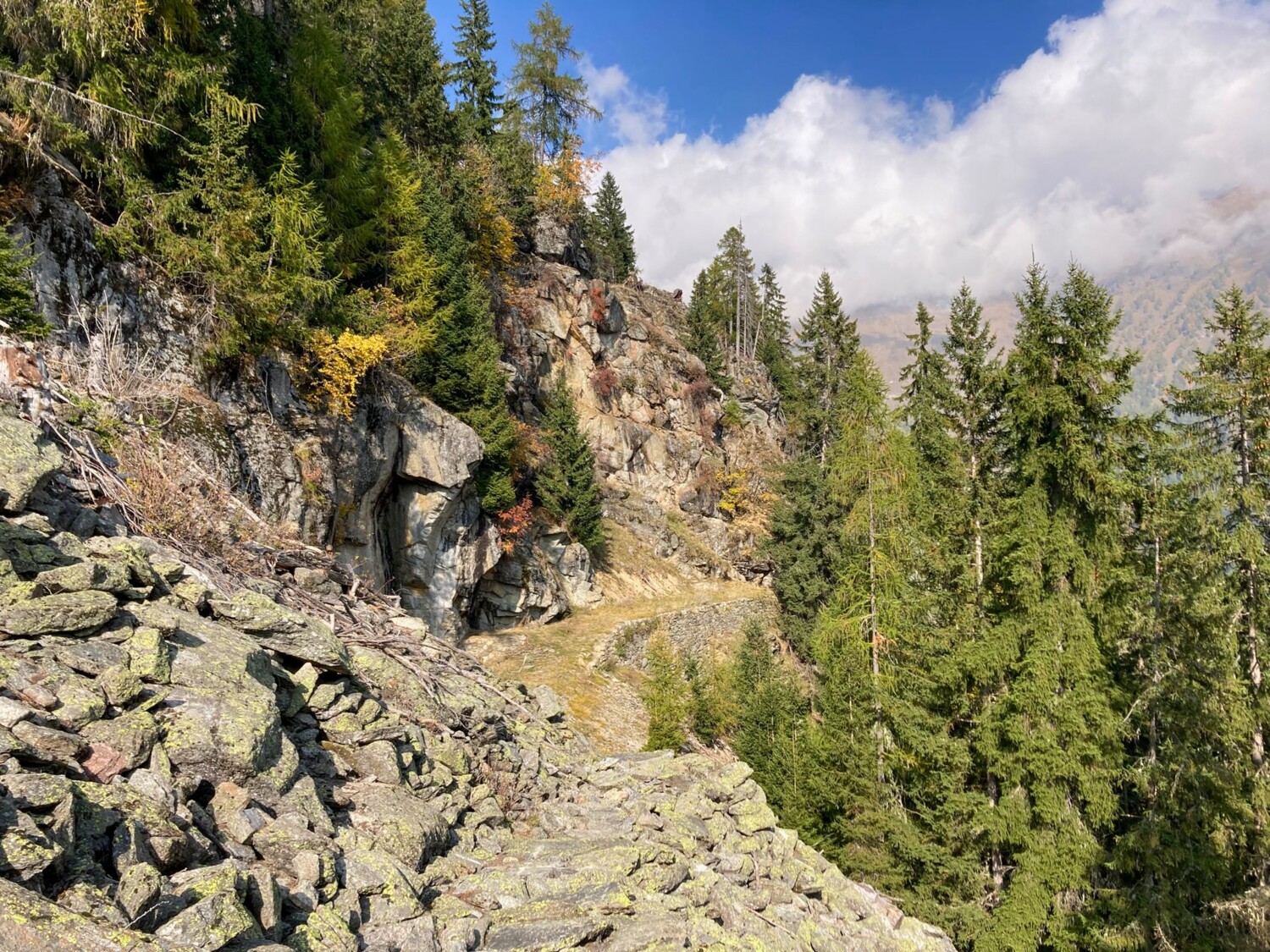 Abwechslungsreich führt der Wanderweg der Bergflanke entlang.