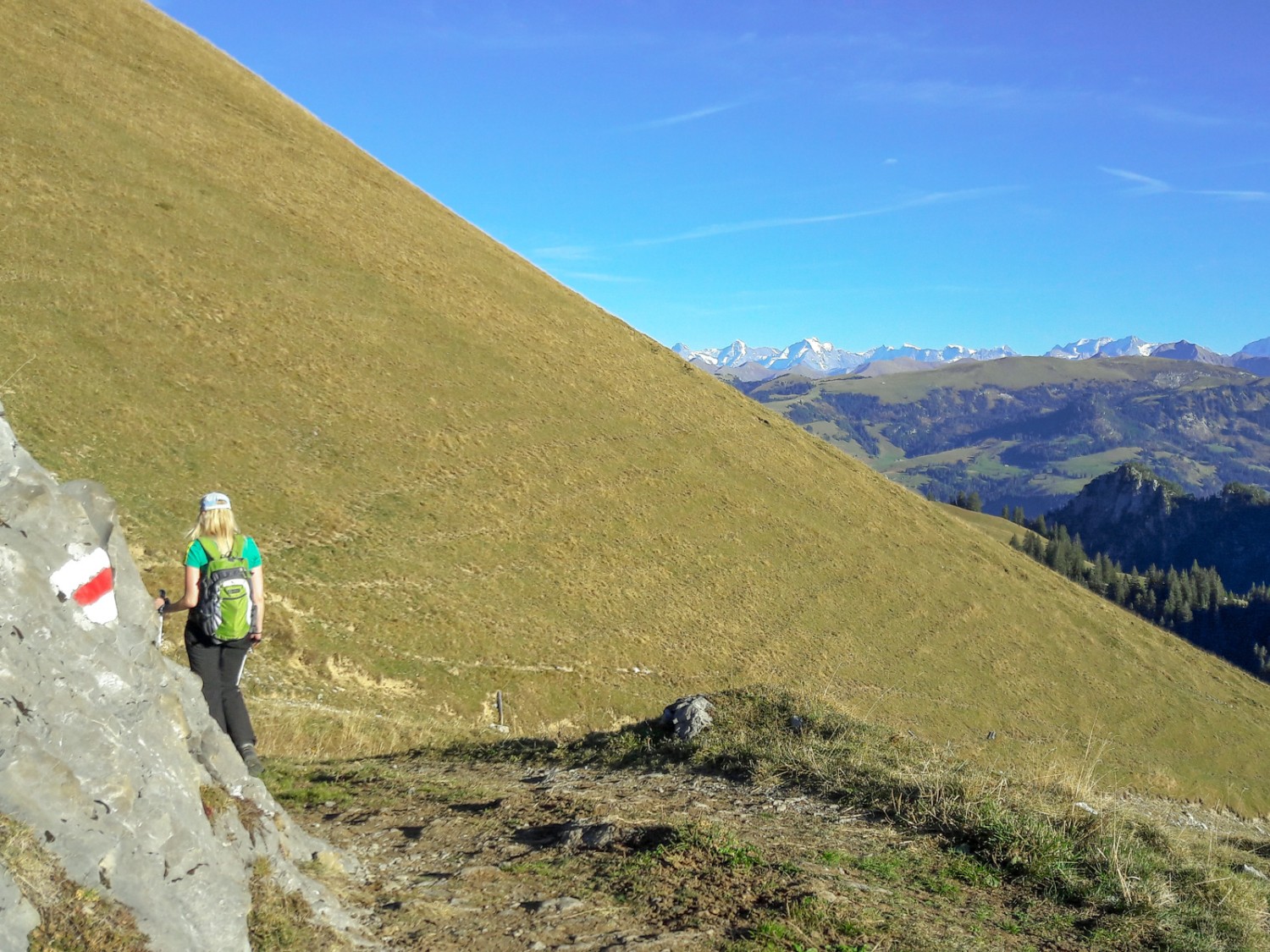 En descendant, on profite d’un panorama fantastique avec, à l’arrière-plan, l’Eiger, le Mönch et la Jungfrau. Photo: Patrick Salzmann
