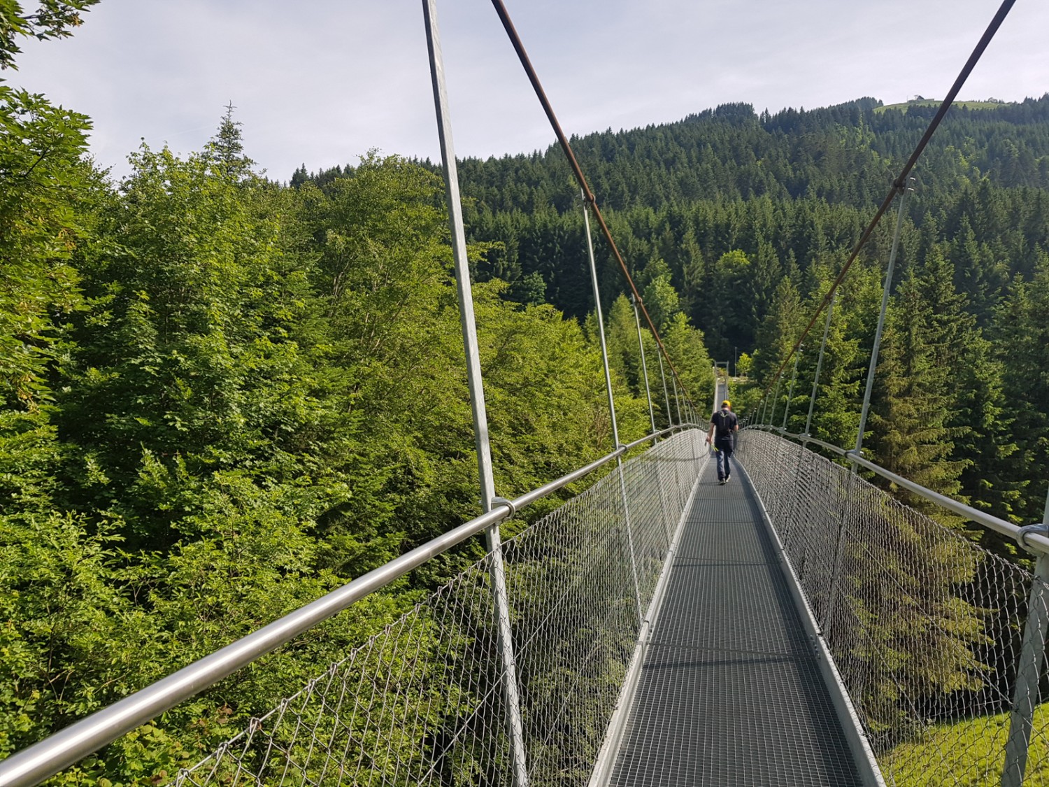 Un dernier plaisir – ou une dernière frayeur – en fin de randonnée: le pont suspendu enjambant l’Avançon. Photo: Patricia Michaud