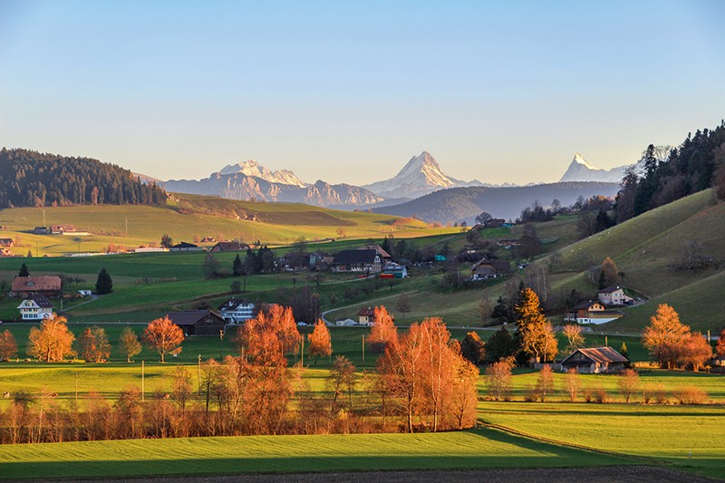 Superbe vue sur les Hautes-Alpes bernoises: le Wetterhorn, le Schreckhorn et le Finsteraarhorn. Photo: Alexandra Blatter