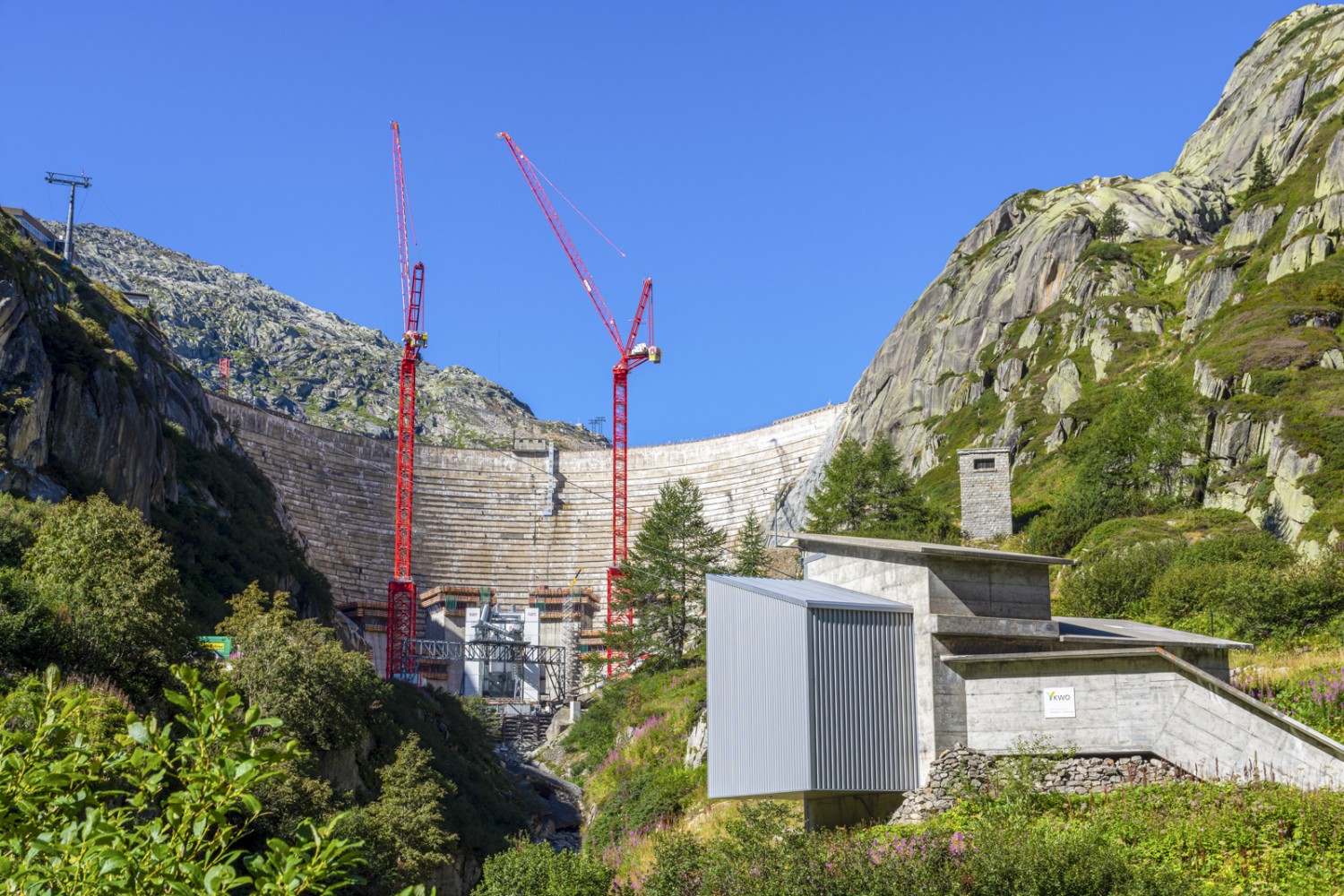 Au lac de Grimsel, le barrage de Spitallamm est remplacé. Photo: Franz Ulrich