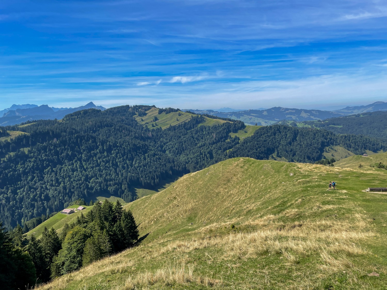 Vue en direction de la vallée du Neckertal, où mène la seconde partie de la randonnée. Photo: Claudia Peter