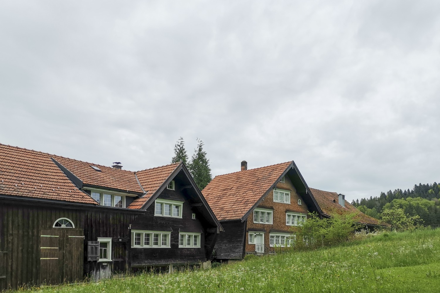 Caratteristico per la regione dell’Appenzello: gruppo di case coloniche a Riemen. Foto: Evelyne Zaugg