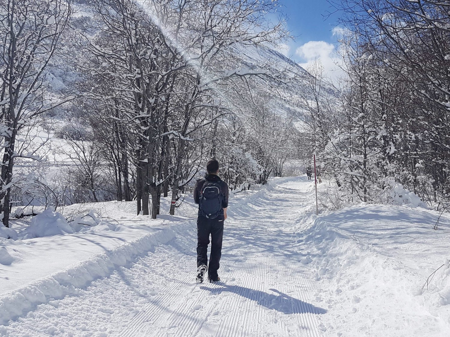 Chemin de randonnée hivernale en direction de Realp. Photo: Laura Riedi