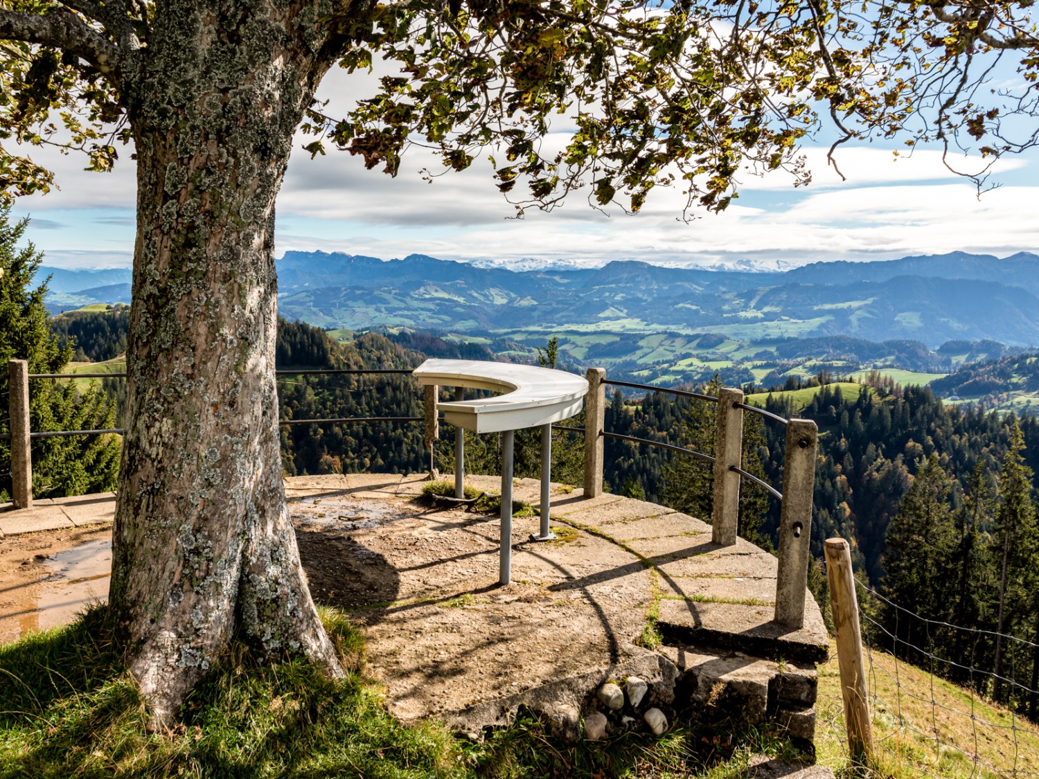 Sur le Napf, des tableaux panoramiques aident à reconnaître les nombreux sommets. Photo: Franz Ulrich