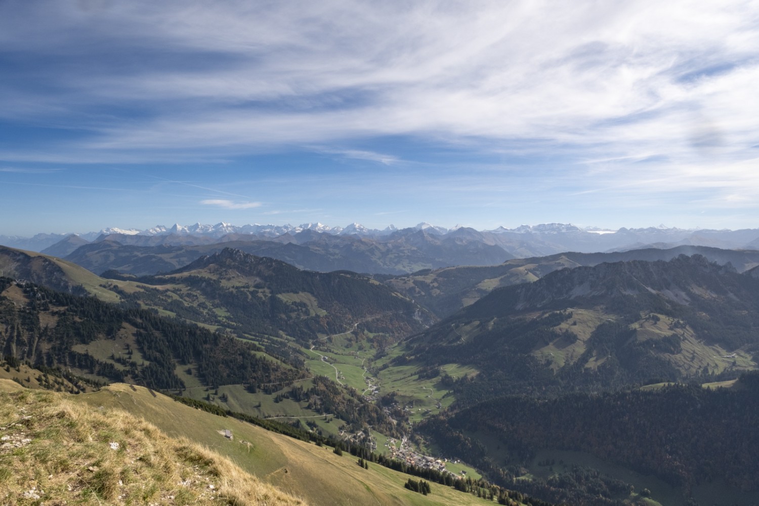 Du Titlis au Mont Blanc, le panorama depuis le Gros Brun. Photo: Markus Ruff