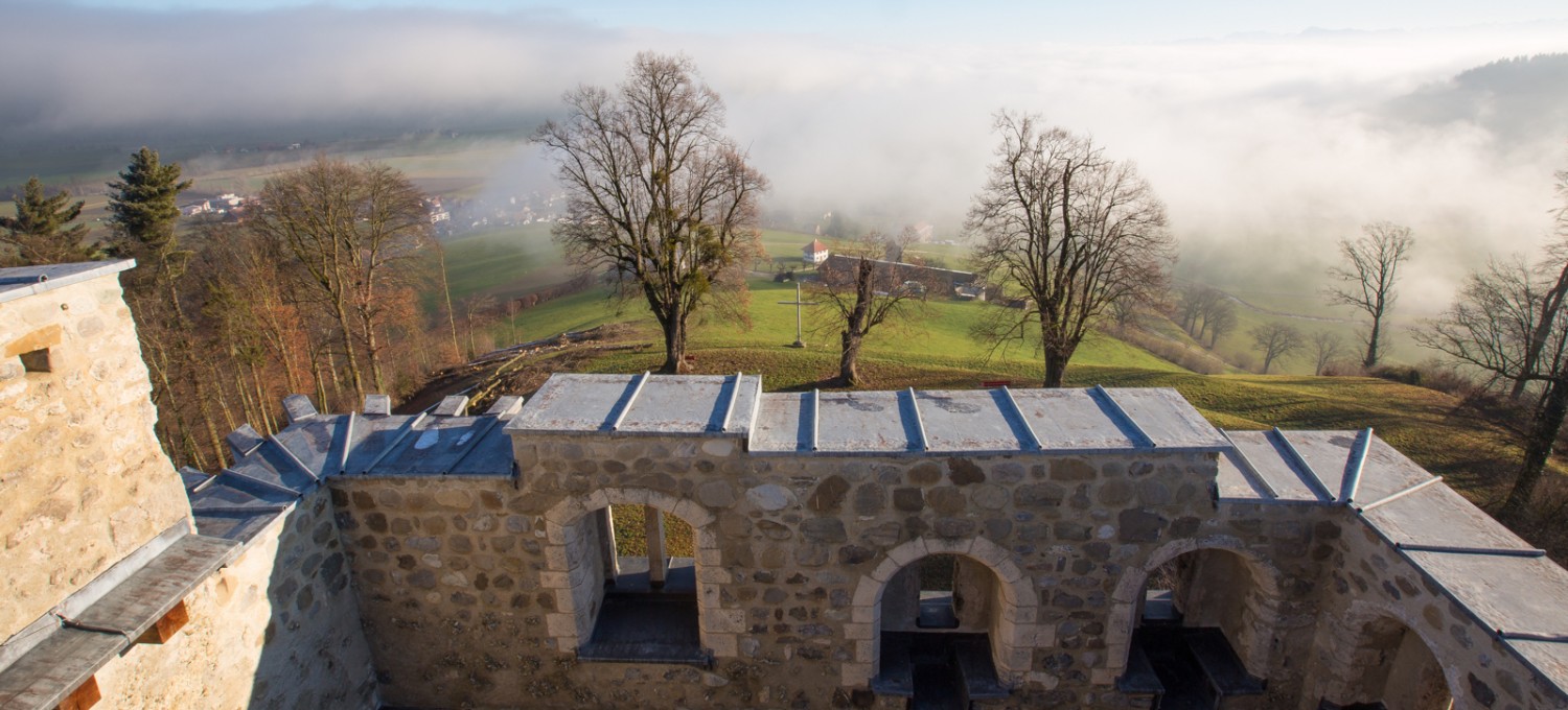 Vue du château de Kastelen sur le château et le village d’Alberswil. Photo: Priska Ziswiler.