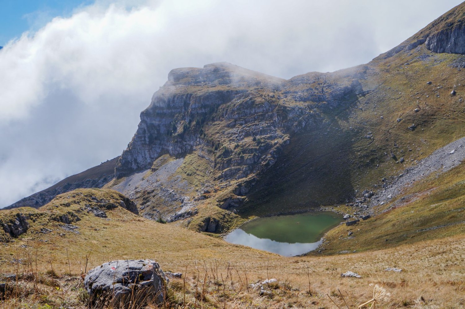 Am Lac Segray ist der grösste Teil des Aufstiegs geschafft.